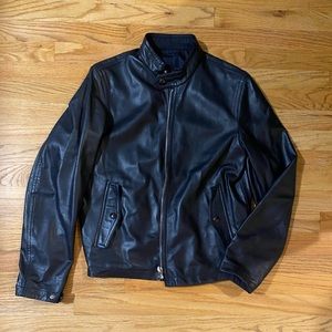 Black Burberry London Leather Bomber Jacket
